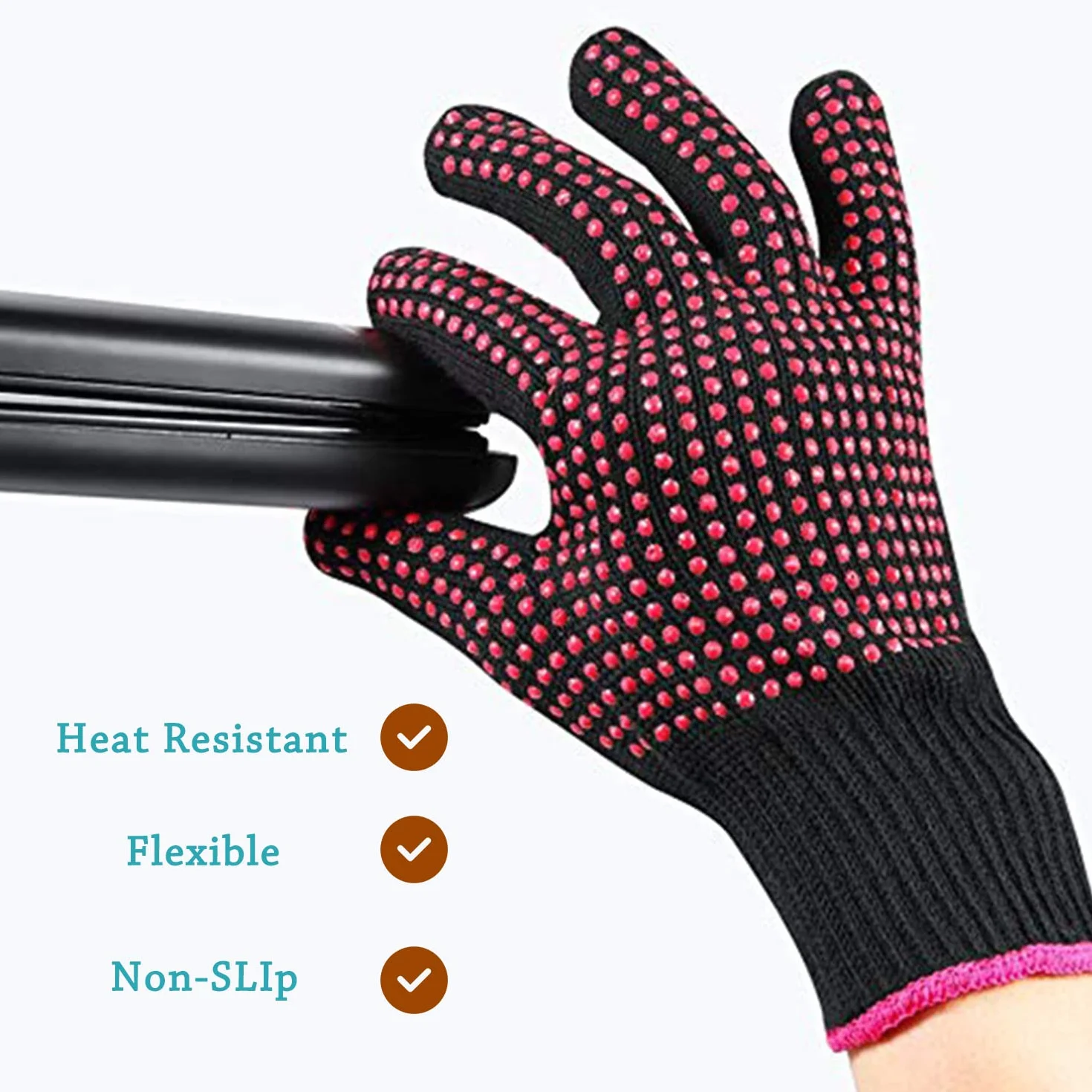 Gant de Protection Coiffure Résistantes à la Chaleur en Silicone Antiglisse 2 Pièces
