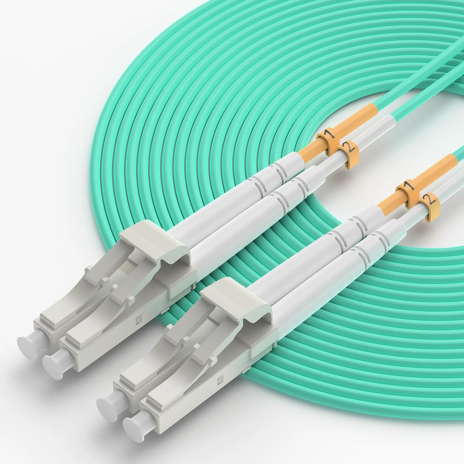 Yonwide OM3 Fibre optique LC vers LC 100 m Options : 0,2 m-200 m, Lc-Lc Multimode 100 mètres, câble fibre optique multimode 10 Go OM3 duplex 50/125 μm, Aqua LSZH MMF