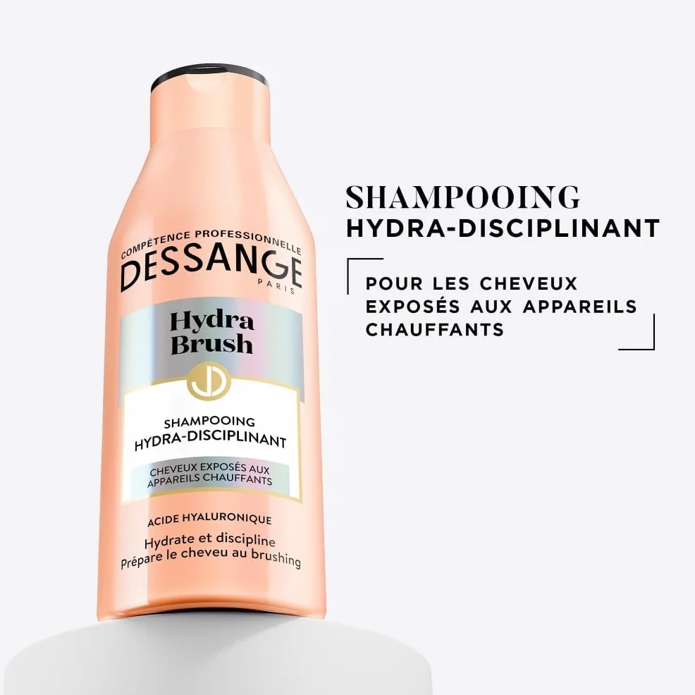 DESSANGE Coffret Hydratant Disciplinant Hydra-Brush Shampoing Lait Brushing Thermoprotecteur Sérum Finition Anti-Frizz 48H Acide Hyaluronique