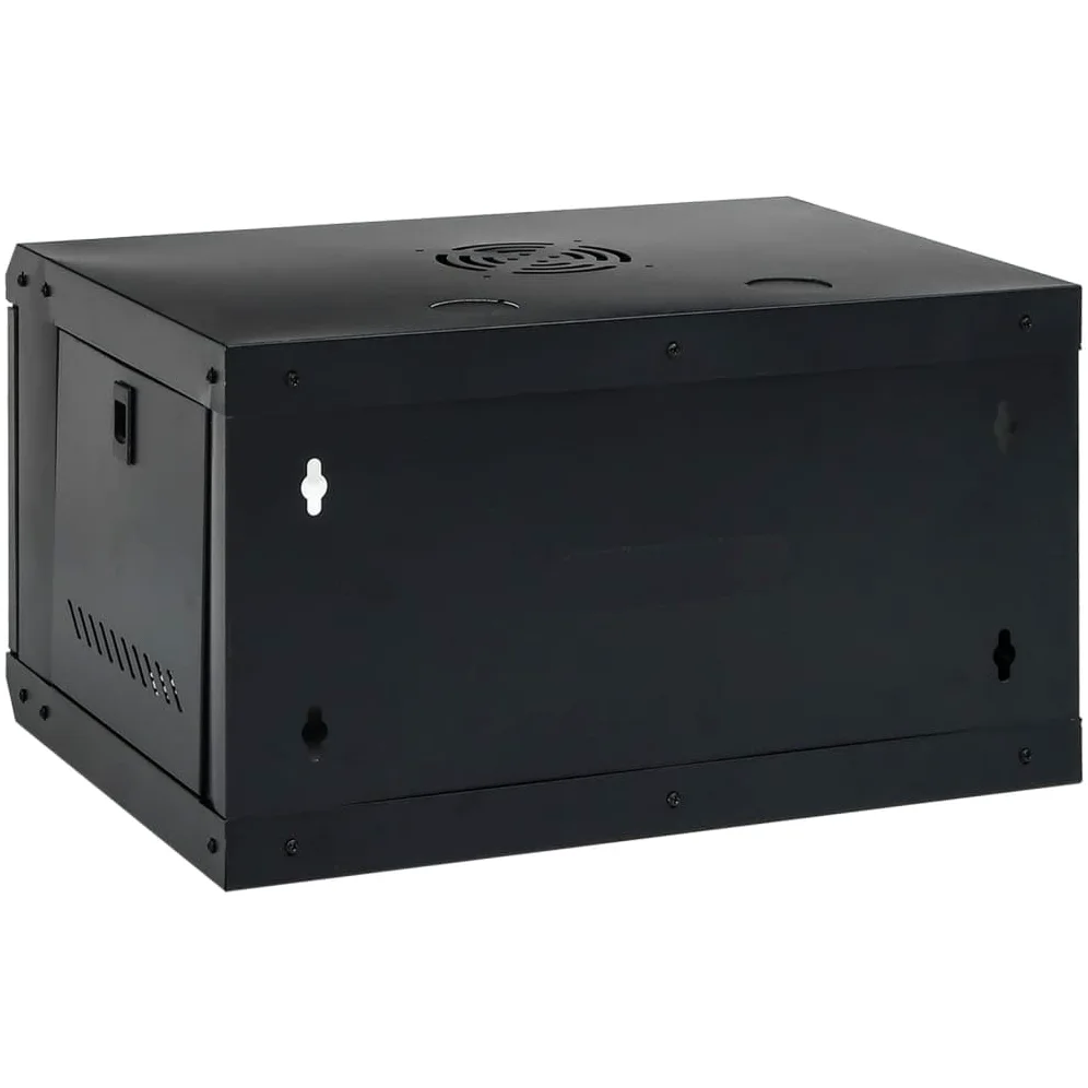 6HE Boîtier mural 19" - Armoire réseau - 53 x 40 x 30 cm - Noir - Verrouillable - Avec porte en verre - IP20