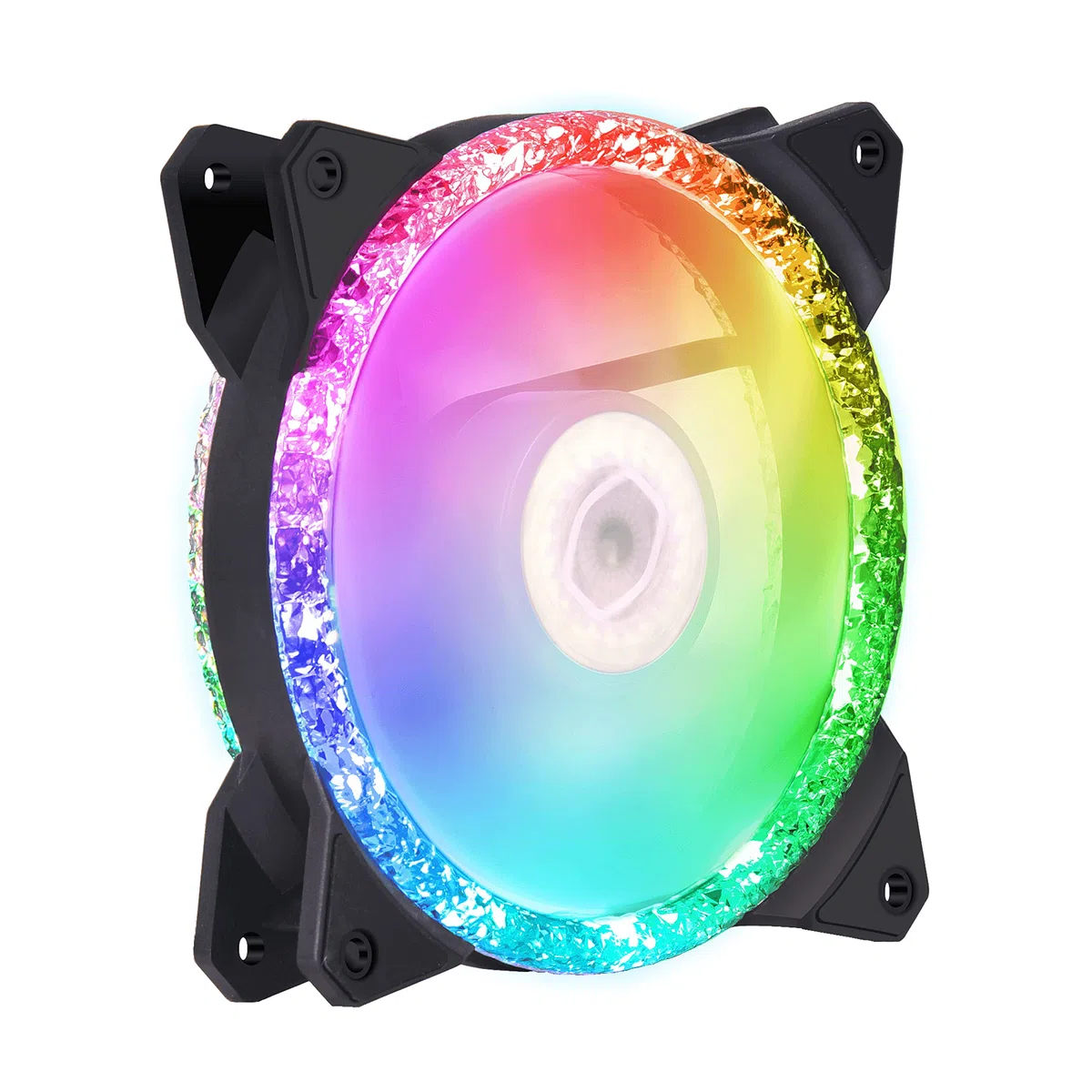 Cooler Master MasterFan MF120 Prismatic - Ventilateur de Boitier 120mm, Éclairage RGB Adressable à Triple Boucle, Effet Cristal, Réduction de Bruit - Compatibilité Universelle Noir