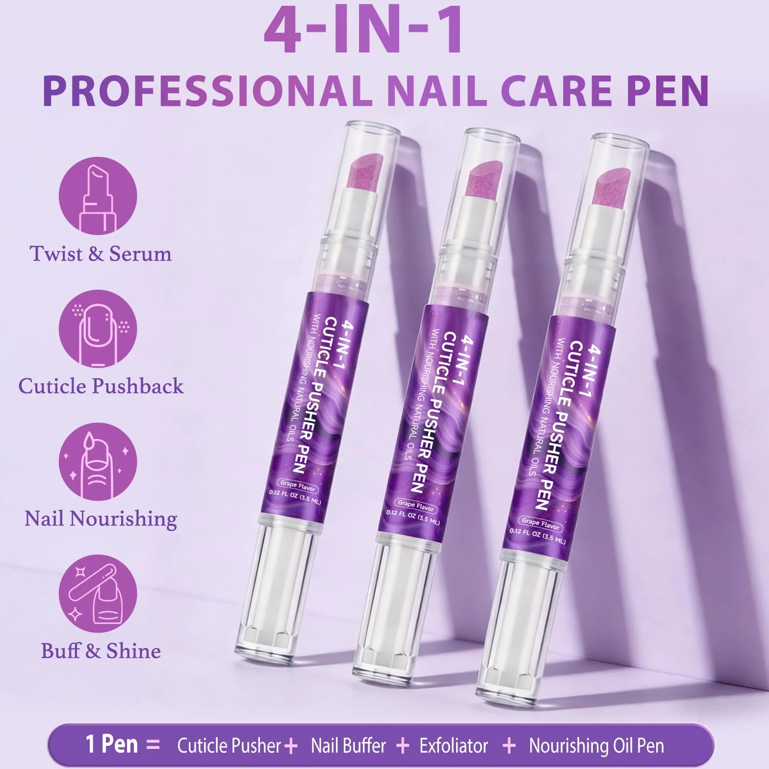 Repousse-cuticules Crayon d'huile Stylo enlever cuticules Gommage doux Arôme raisin