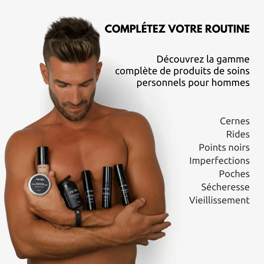 FETEN Shampooing Antichute Antipelliculaire Cheveux Homme 400ml Prévention Chute Volume Nutrition Repousse Fortifiant