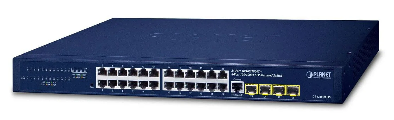 Planet Commutateur Gigabit géré 24 Ports 10/100/1000T + 4 Ports 100/1000X SFP
