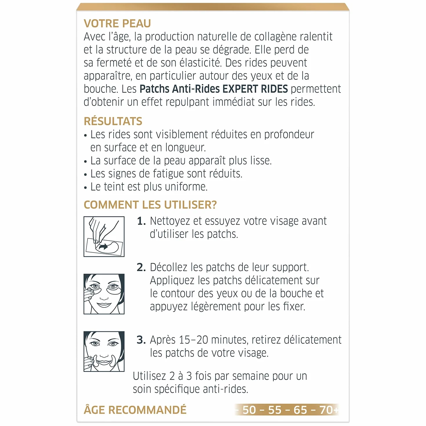 Diadermine Patchs Anti-Rides Visage Contour des Yeux et de la Bouche Expert Rides 3D 12 patchs