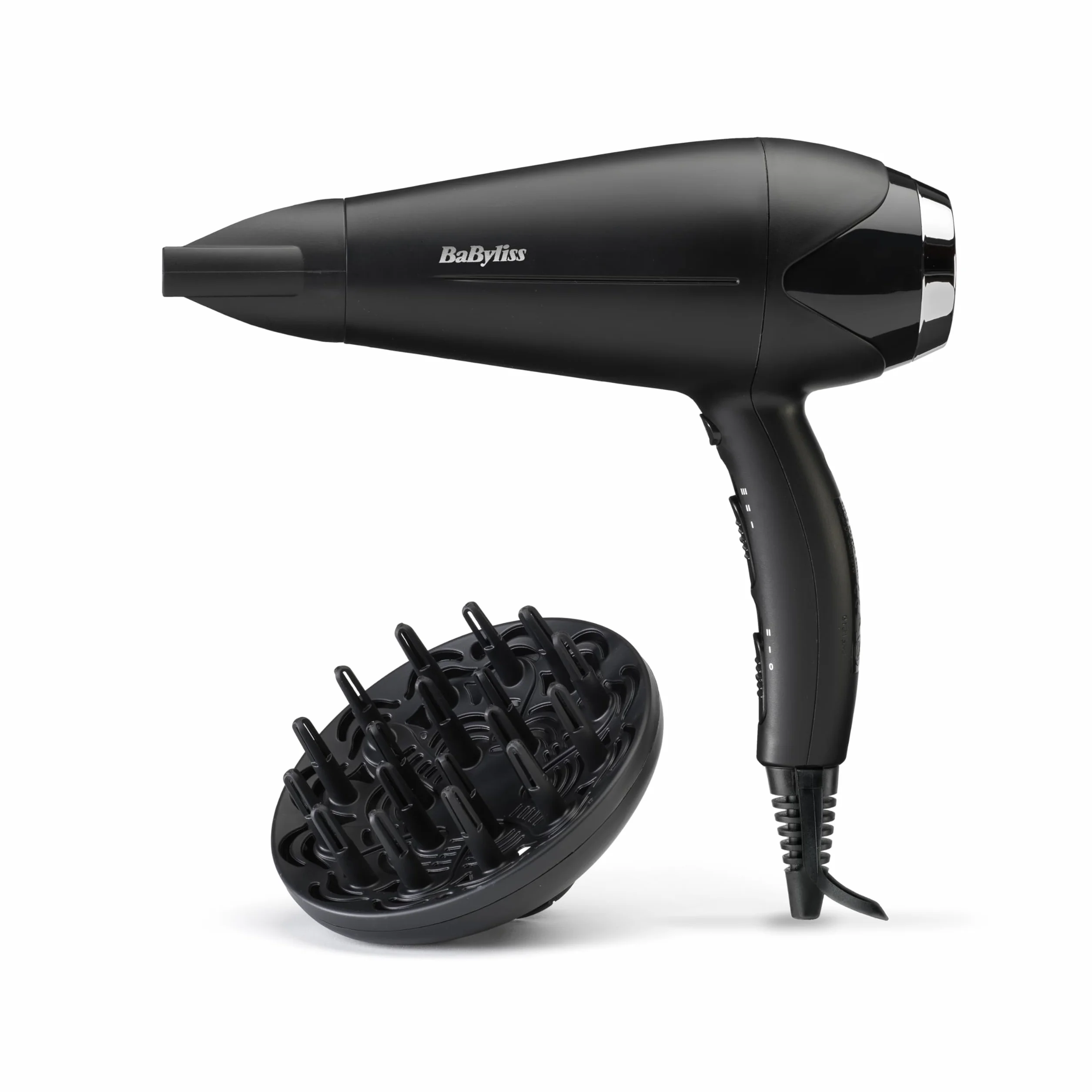 BaByliss Sèche-cheveux Turbo Smooth 2200W Diffuseur large Technologie ionique anti-frisottis 3 réglages température 2 vitesses Noir D572DE