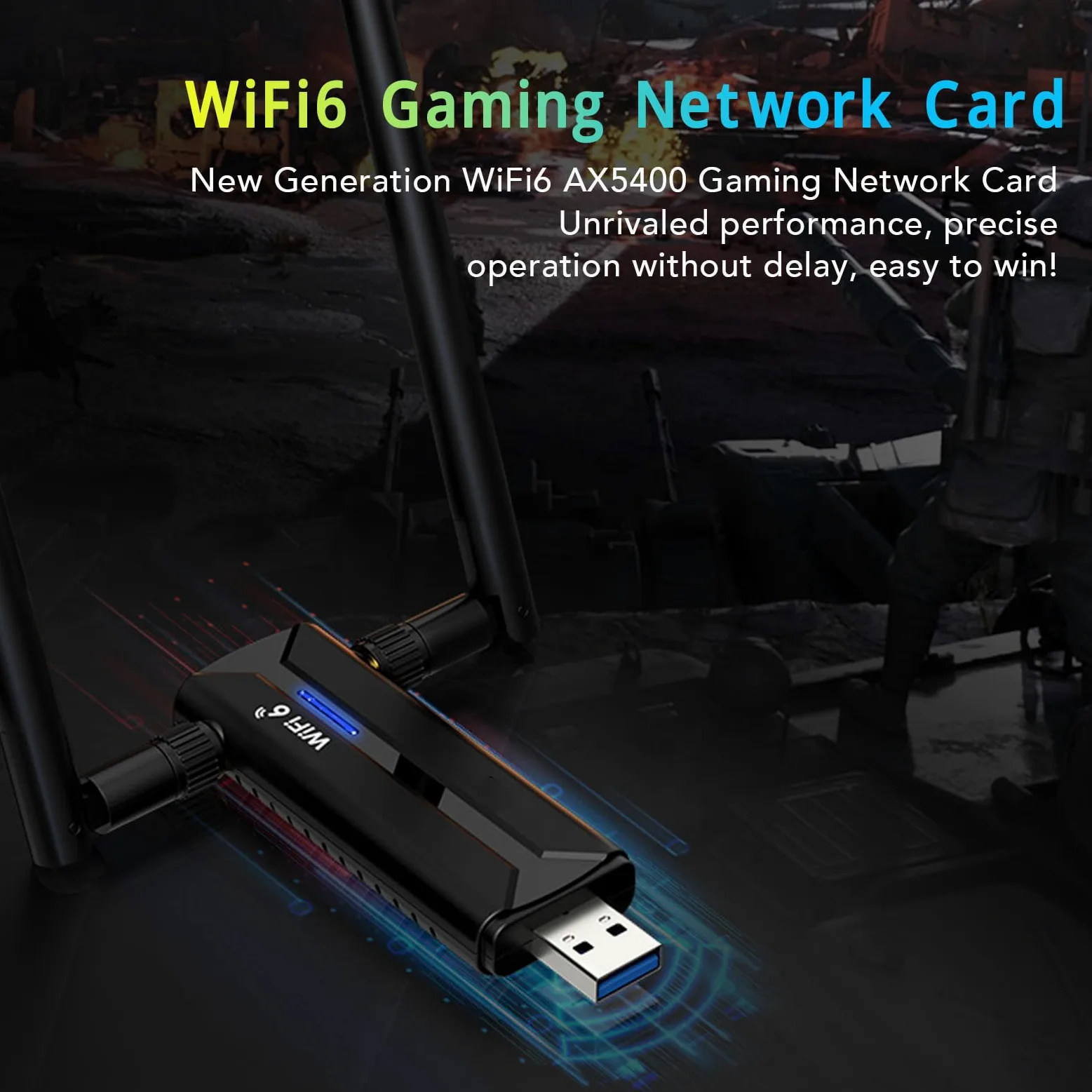 Adaptateur WiFi 6 USB3.0 pour PC, Adaptateur WiFi AX5400M Triple Bande 6 GHz 5 GHz 2,4 GHz, Adaptateur Réseau sans Fil avec 2 Antennes 6 DBi, Prend en Charge 11, 10