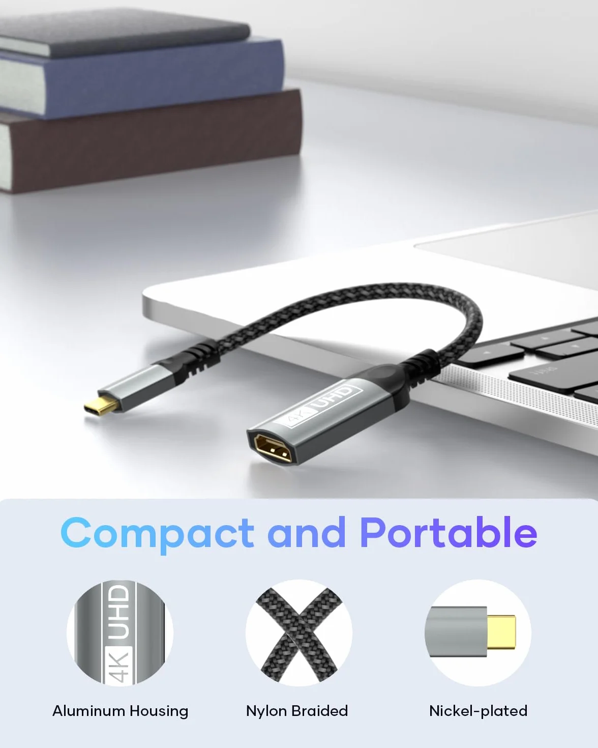 Adaptateur USB C vers HDMI 4K Thunderbolt 3/4 Type-C pour MacBook iMac iPad Pro Air iPhone Galaxy S24