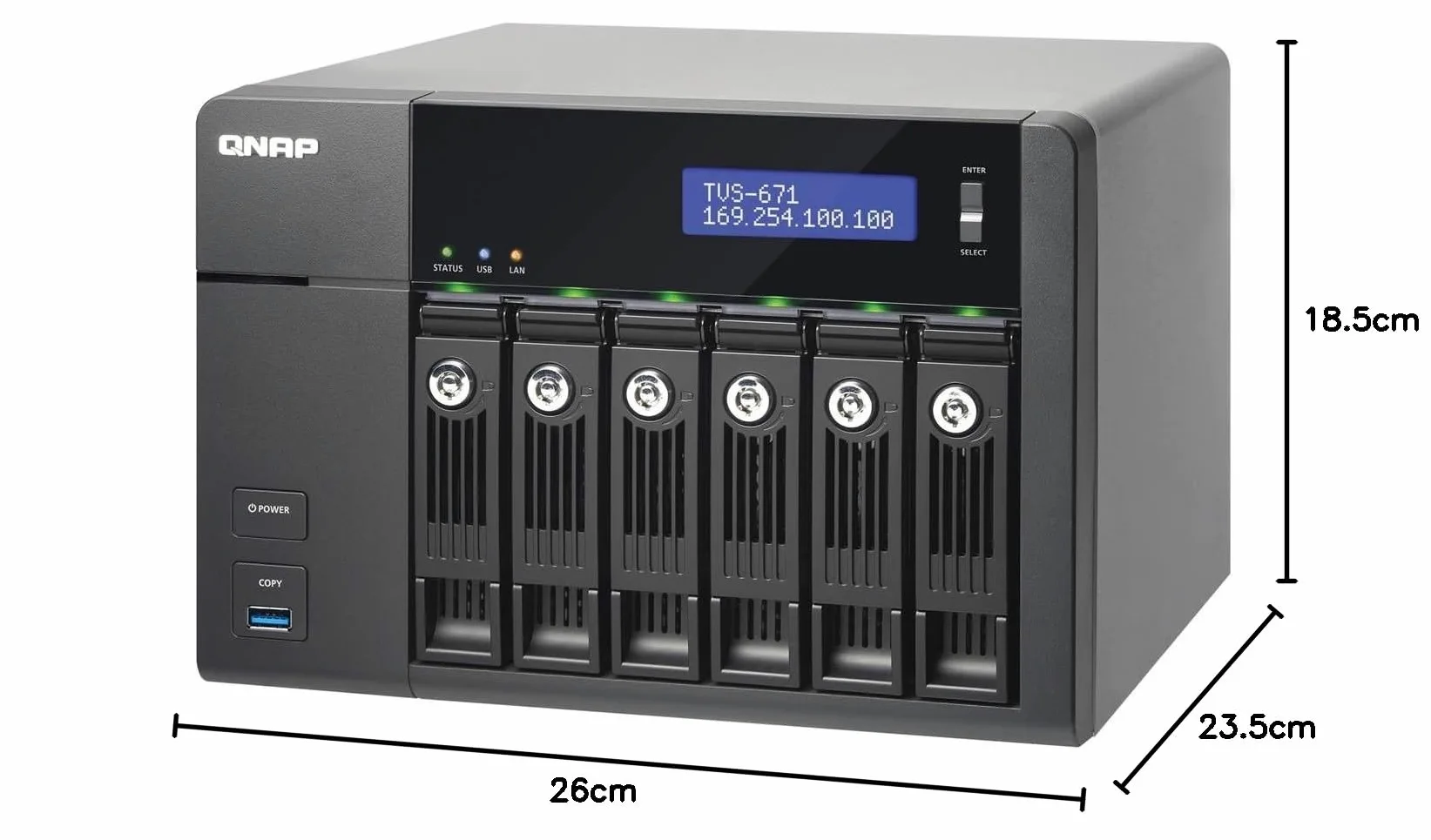 QNAP TVS-671-I3-4G - Serveur NAS de Stockage Unifié 6 Baies, Intel Core i3 3.5 GHz Dual Core, 4Go RAM Extensible, 4 Gbe LAN, HDMI, 10G-ready, 4K-ready, Châssis Vide