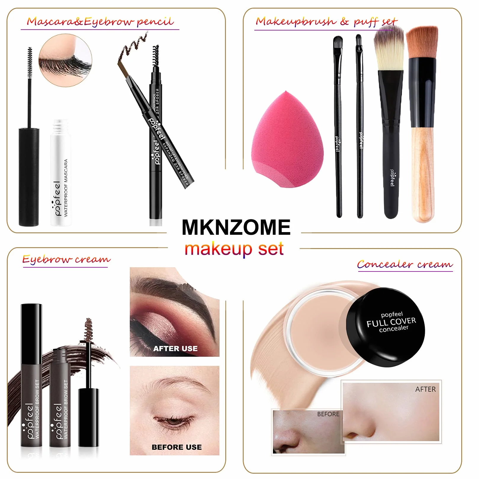 MKNZOME 27Pcs Kit de Maquillage Professionnel avec Palette Fard à Paupières et Sac de Rangement