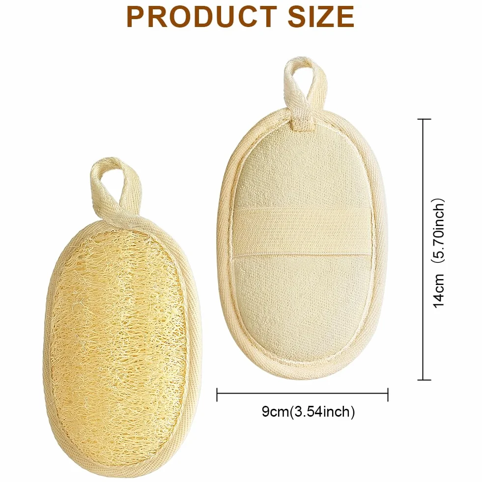 AOOWU Éponge Loofah Naturel 4PCS Luffa Back Scrubber pour Corps Bain