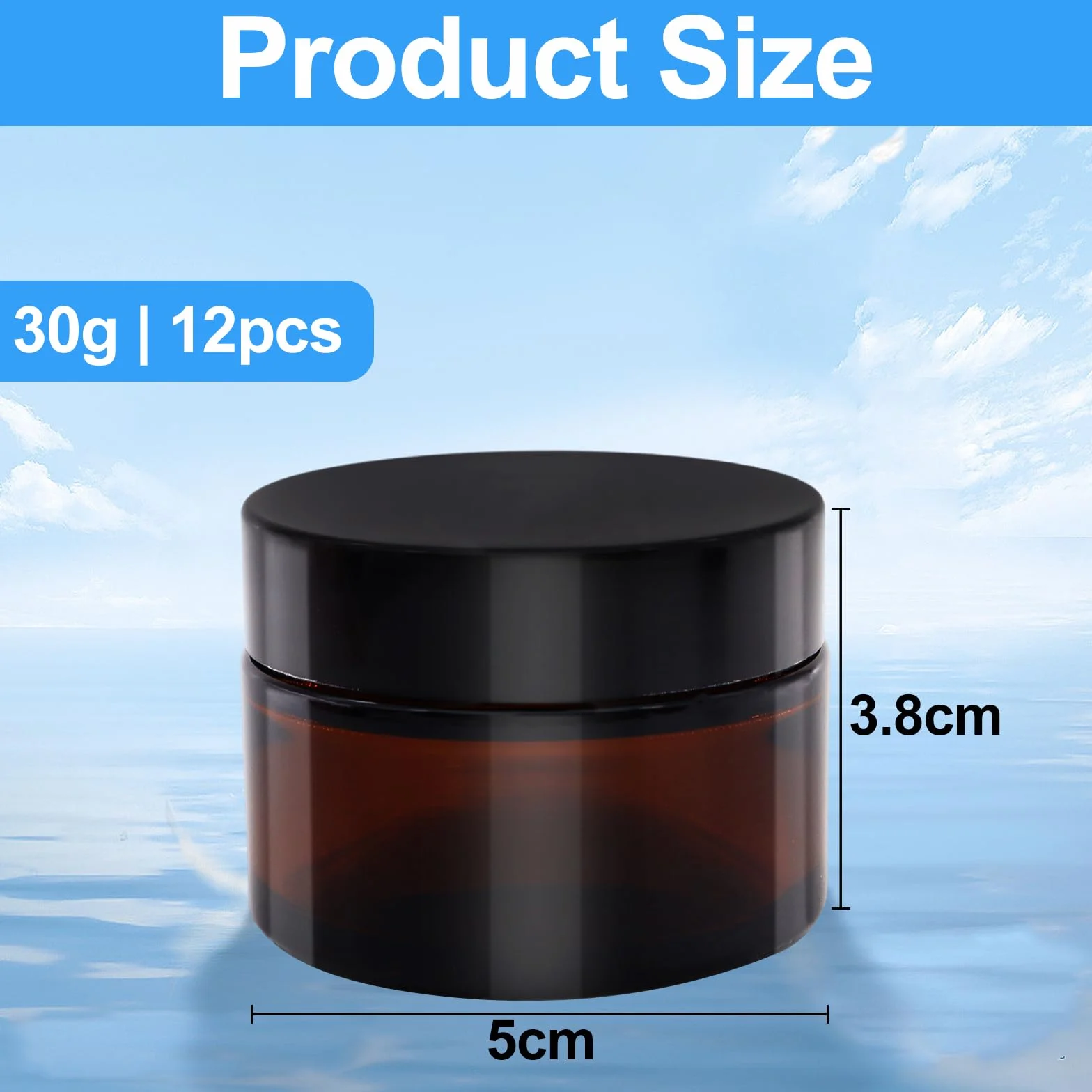 Pots en Verre Ambré 30 ml avec Couvercle et Liner pour Crèmes Cosmétiques Lotions Huiles Essentielles