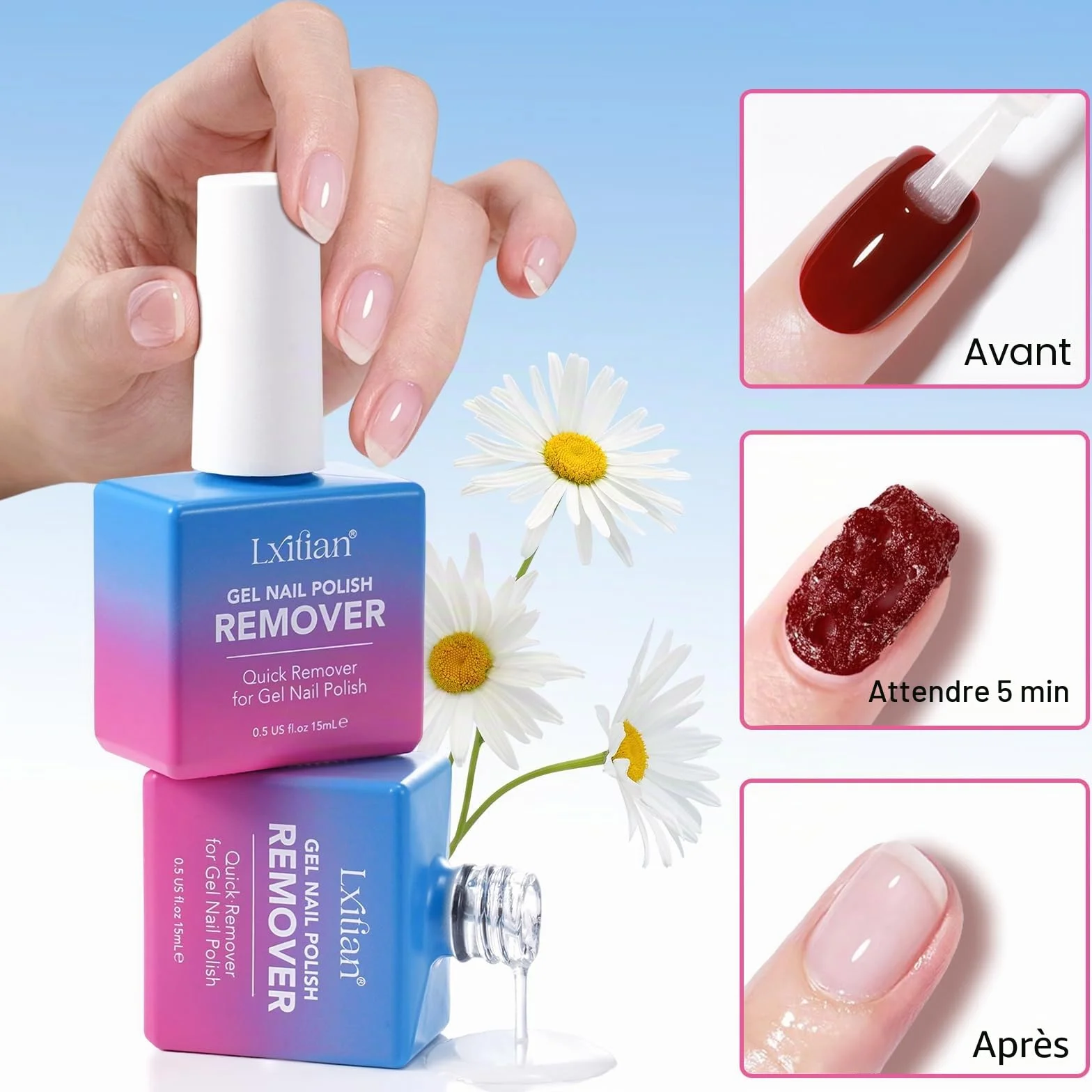 Dissolvant Vernis Semi Permanent, Remover à Ongles, Facile Sans Abîmer les Ongles