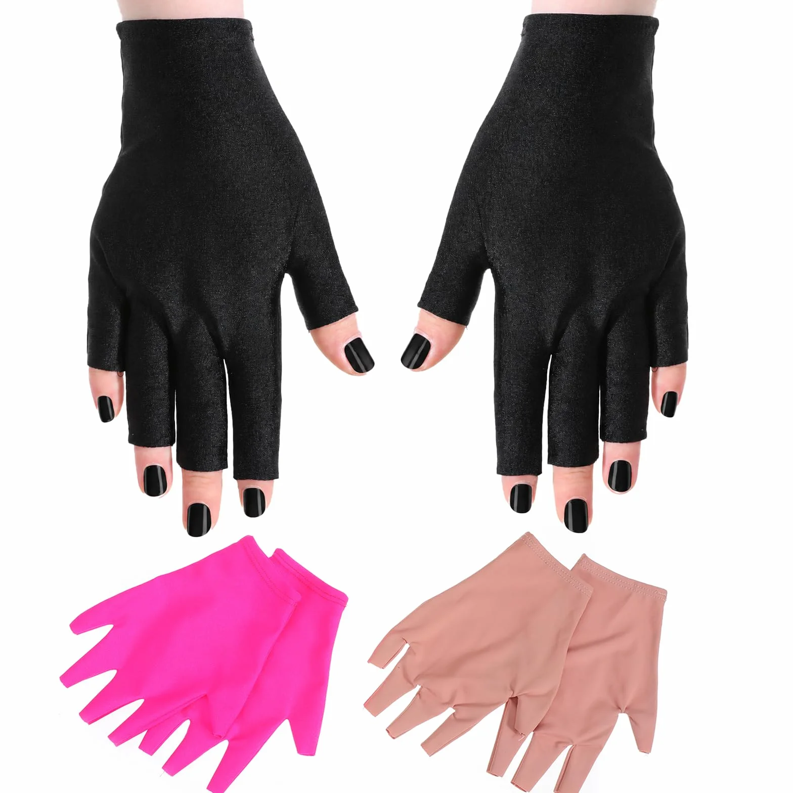 TIESOME Lot de 3 paires Gants de Protection UV en Gel pour Manucure Nail Art