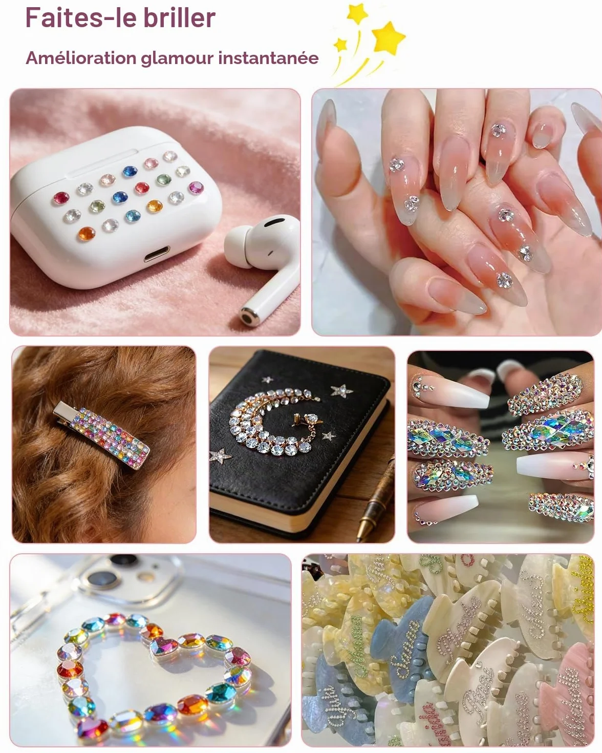 24 Couleurs Strass 30000+Pcs 3mm Flatback Bedazzling Kit avec Pince et Stylo AB Strass a Coller DIY Nail Art