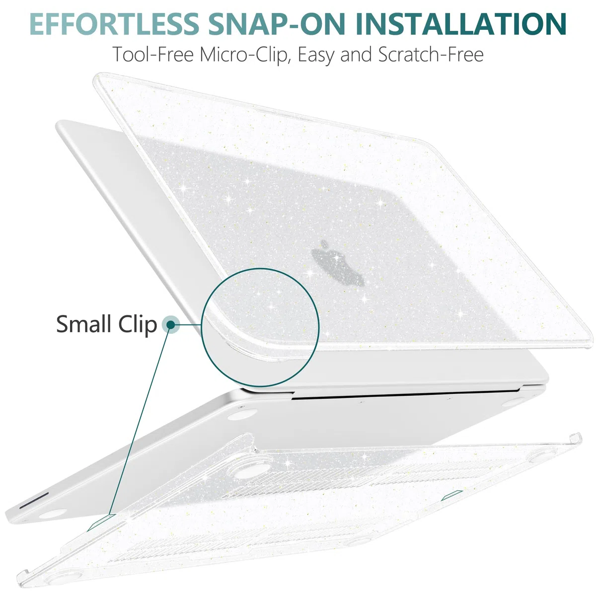 Coque rigide à paillettes pour MacBook Neo 13" version 2026, modèle A3404, avec protection de clavier, 2 housses de webcam et adaptateur USB, lot 5 en 1 pour femmes et filles, paillettes