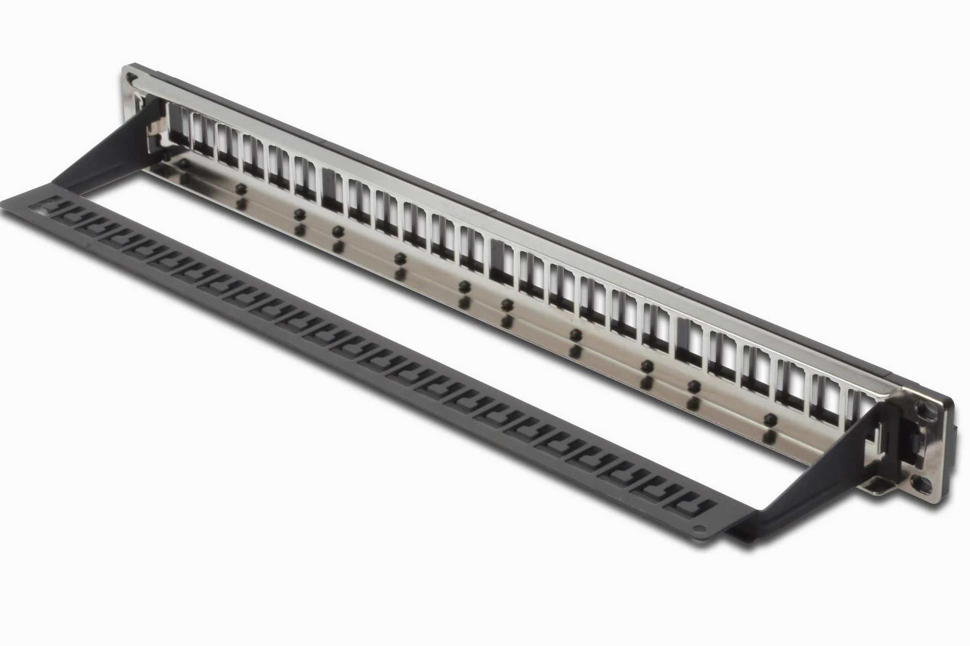 DIGITUS Set: Panneau de Brassage - Modulaire - 19 Pouces - 24 Ports - Blindé - Montage en Rack 1U - Noir - avec 12x Module Keystone Cat6A