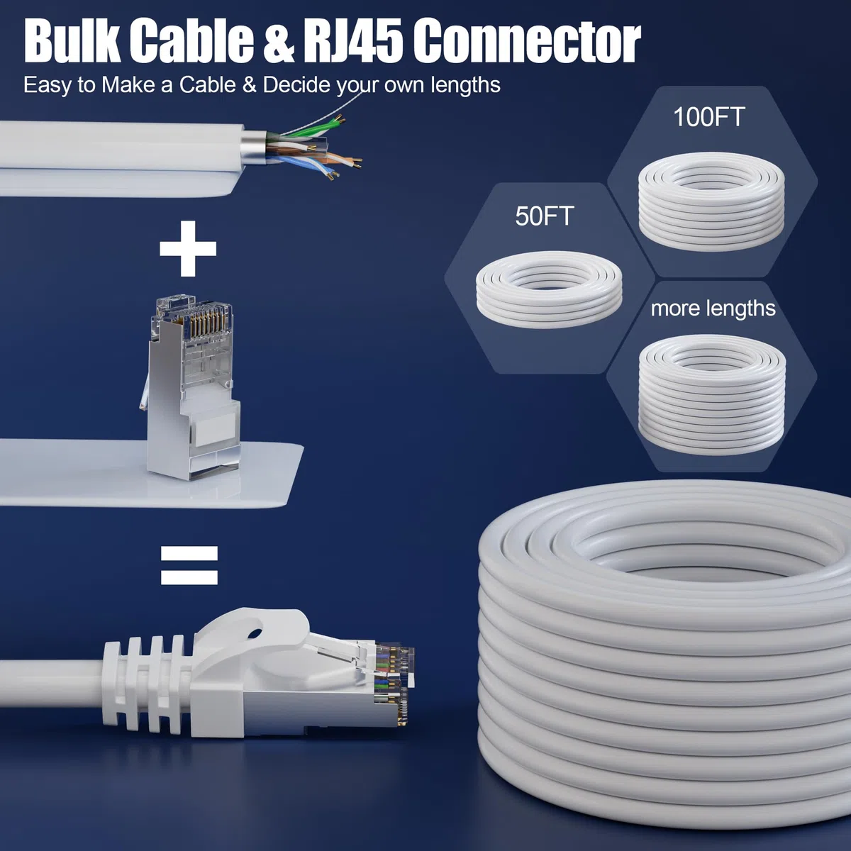 Câble Ethernet Cat 6 de 100 m (20 RJ45), pour extérieur et intérieur, câble Ethernet blindé Cat 6 à enfouissement direct, robuste 23 AWG, imperméable, résistant aux UV, câbles Internet, Cat6 de 100 m