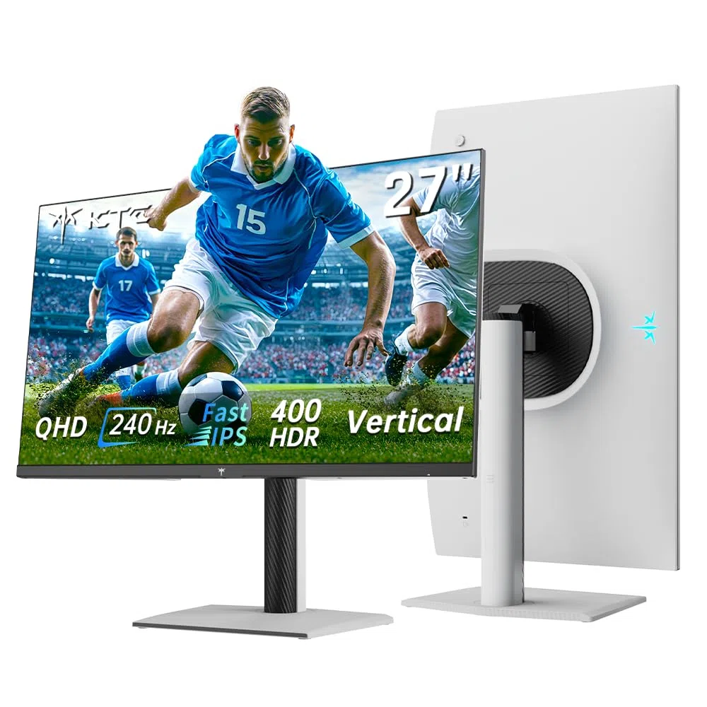 KTC H27E6S Écran Gaming 27 Pouces QHD 2560 x 1440, 240Hz (OC 275Hz), Fast IPS, 1 ms, HDR400, FreeSync & G-Sync Compatible, Eye Care, VESA 100x100mm, Pied Réglable en Hauteur, HDMI 2.0, DisplayPort 1.4