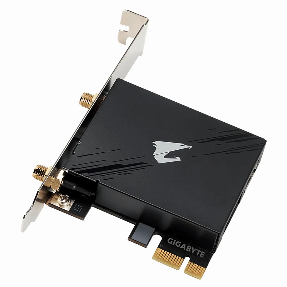 GIGABYTE WiFi 6E GC-WBAX210 (2 x 2 802.11ax/Wi-FI tri-Bande/Bluetooth 5.2/Carte d'extension PCIe)