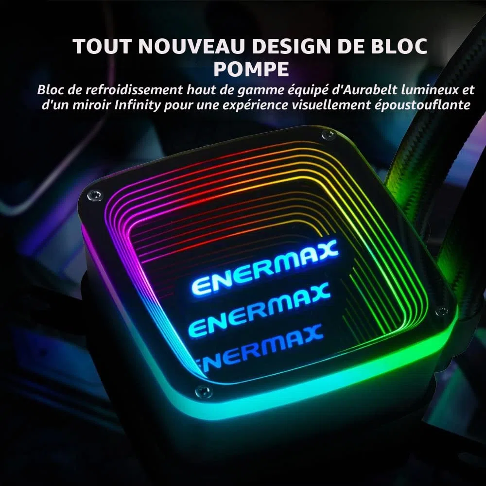 ENERMAX Watercooling AQUAFUSION ADV 360 mm, Refroidisseur liquide de processeur INTEL et AMD Tout-en-Un (AIO), Noir