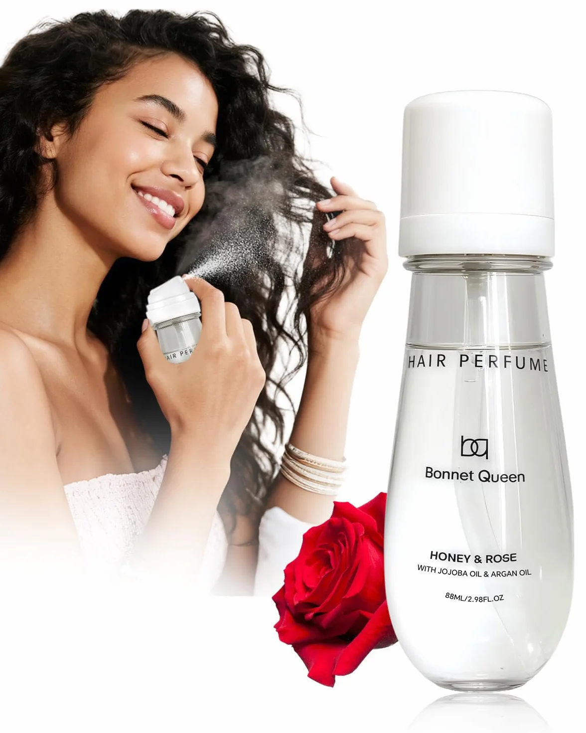 BONNET QUEEN Brume Parfumée Cheveux & Corps Miel et Rose 88 ml Spray Longue Tenue Hydratant Anti-Frisottis