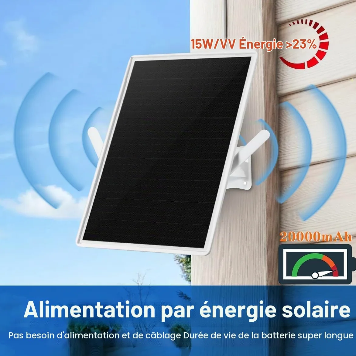 Amplificateur/amplificateur de Signal WiFi Double Bande extérieur pour routeur 2,4GHz, répéteur WiFi,300Mbps,Rayon de Couverture jusqu'à 490 pieds/150mètres,Panneau Solaire 15W/5V,20000mAh IP65 ét