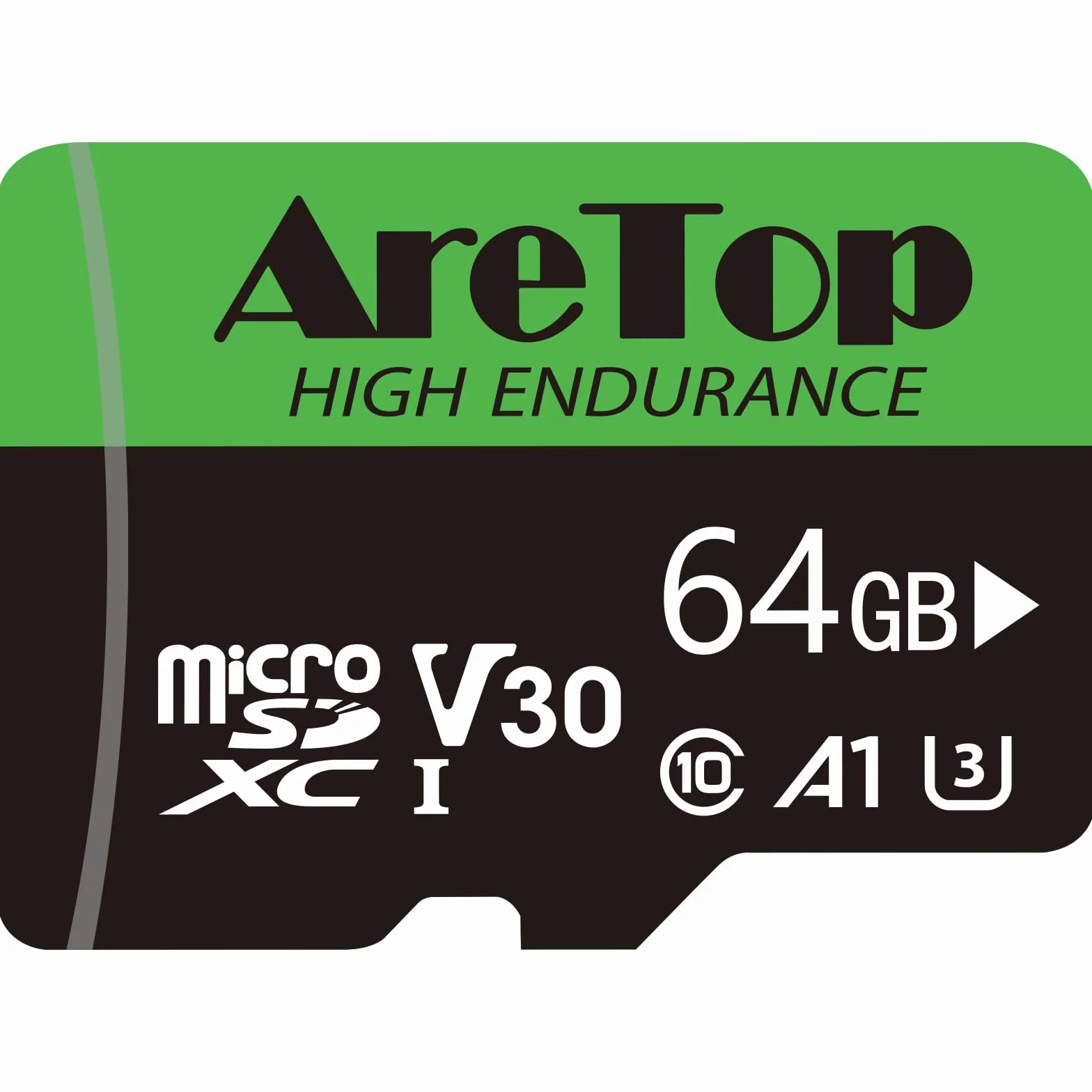 AreTop Carte Micro SD 64Go SDXC U3 V30 C10 A1 UHS-I Carte Mémoire avec Adaptateur