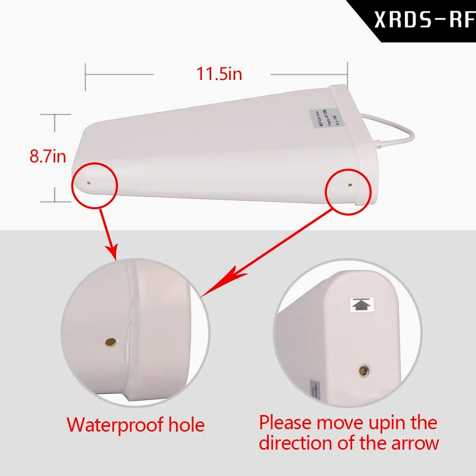 XRDS-RF Antenne directionnelle large bande à gain élevé 50 Ohm 3G/4G/LTE/Wi-Fi Support fixe universel (700-2700 MHz) 10 dBi