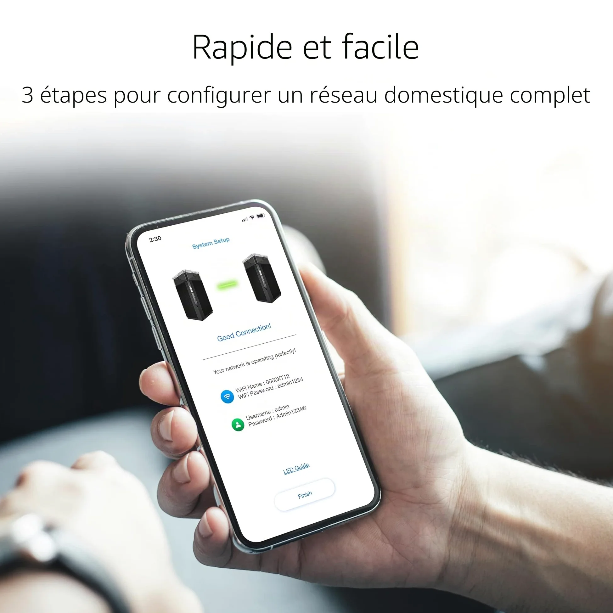 ASUS ZenWiFi Pro ET12 Noir - Pack de 2 - Système Wi-FI 6E AX Mesh, Tri-Bande, 11 000 Mbit/s, 600m2, AiProtection avec TrendMicro à Vie, Port WAN/LAN 2,5 Gigabit + 2 Ports LAN Gigabit, AiMesh