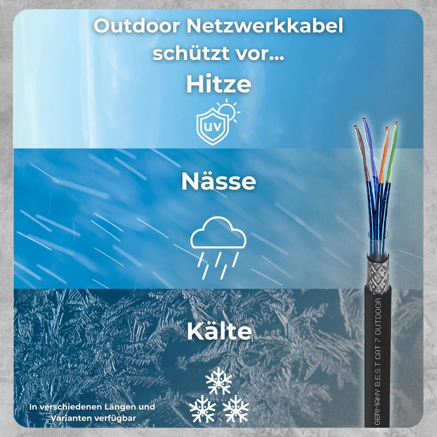 Germany B.e.s.t Simplex Câble de terre CAT 7 200 m Câble réseau LAN Câble Ethernet S/FTP 10 Gbit/s Cat. 7 en cuivre pur PoE+ LSZH