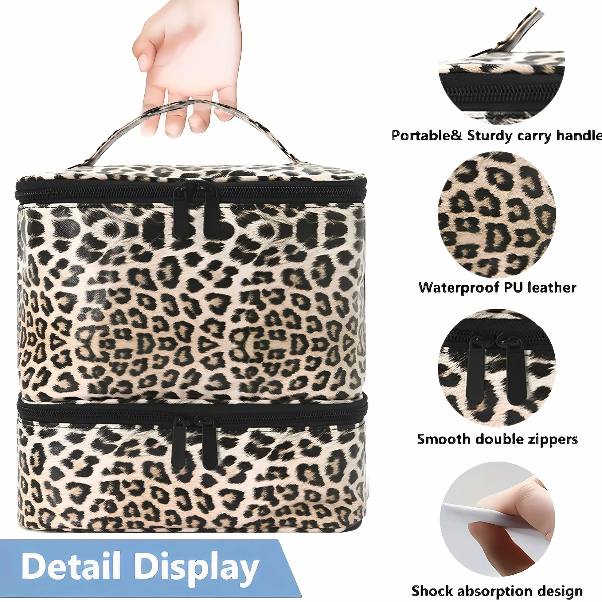 Boîte de rangement vernis à ongles double couche 30 flacons lampe ongles Noir