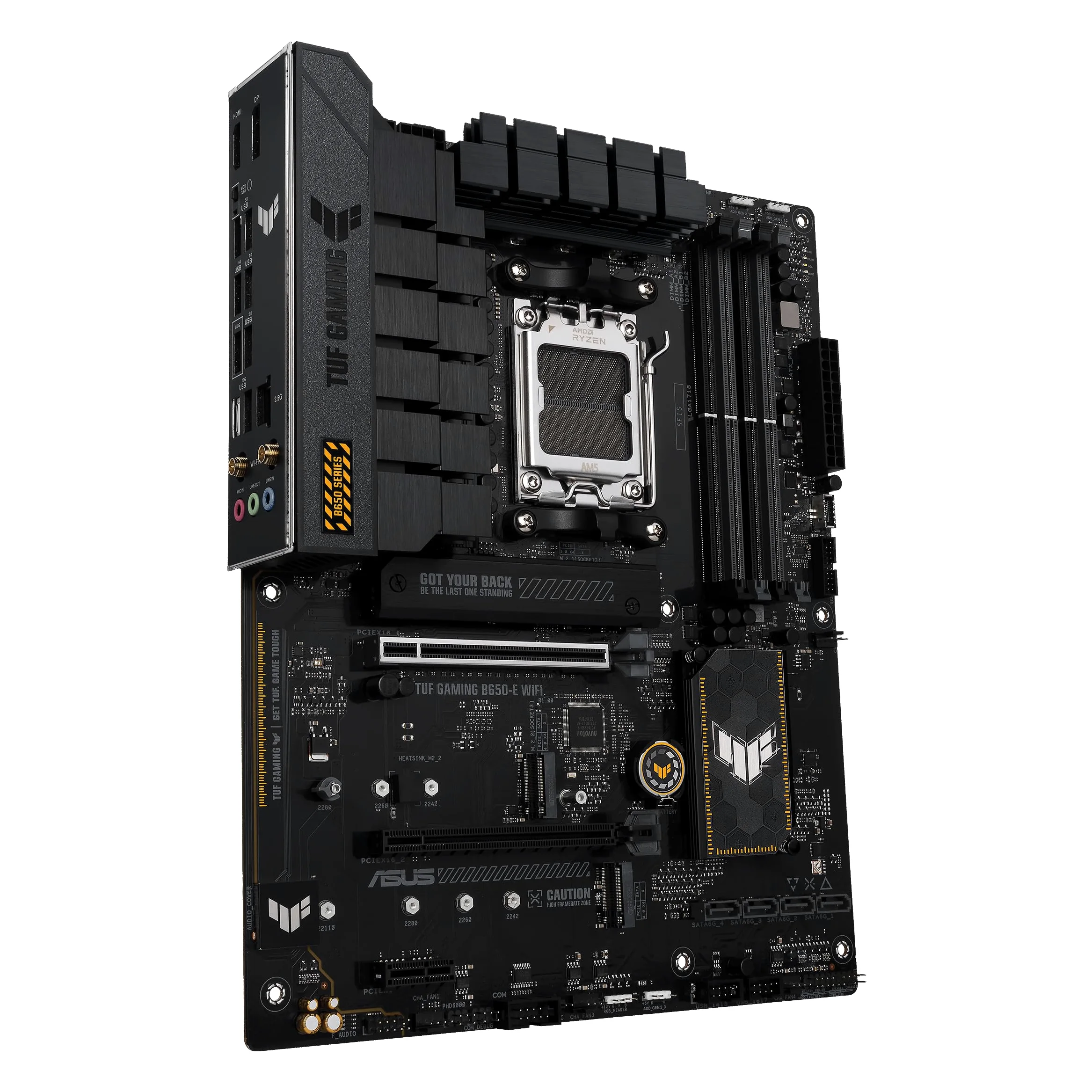 TUF Gaming B650-E Carte mère WiFi AMD B650 AM5 ATX, DDR5, 8+2 niveaux d'alimentation équipés, PCIe 5.0, un emplacement PCIe 5.0 M.2, Realtek Ethernet 2,5 Go, Wi-Fi 6E, HDMI, DisplayPort, Fan Xper4