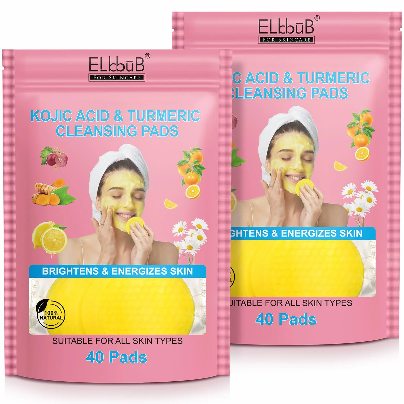 Pads Nettoyants à l'Acide Kojique et au Curcuma - Illumine et Revitalise la Peau, Nettoie en Profondeur, Élimine l'Excès de Kératine