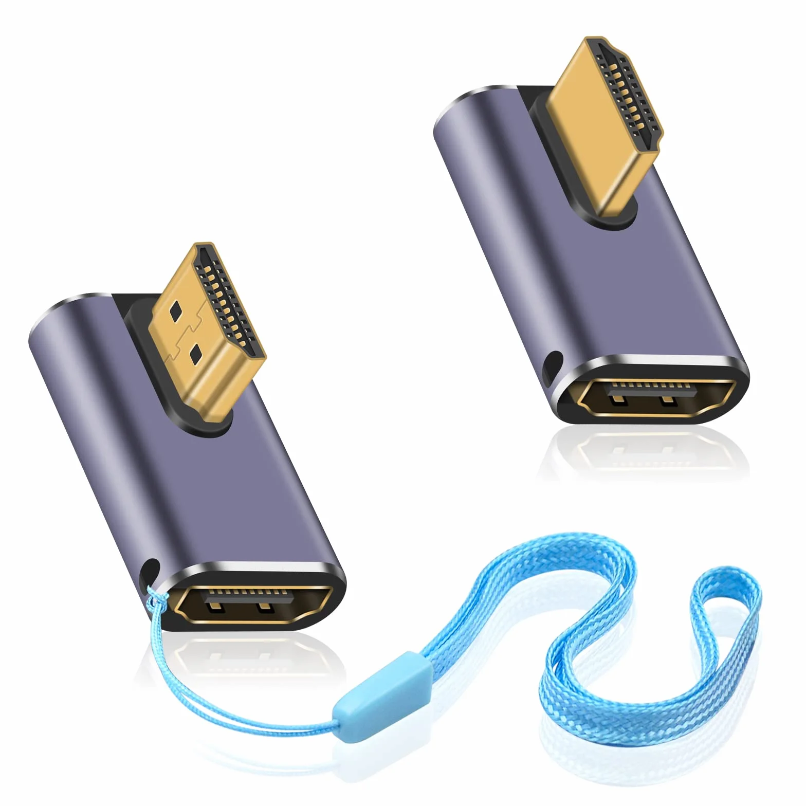 Duttek Adaptateur HDMI coudé 8K 90 degrés 48Gbps UHD 2.1 mâle vers femelle