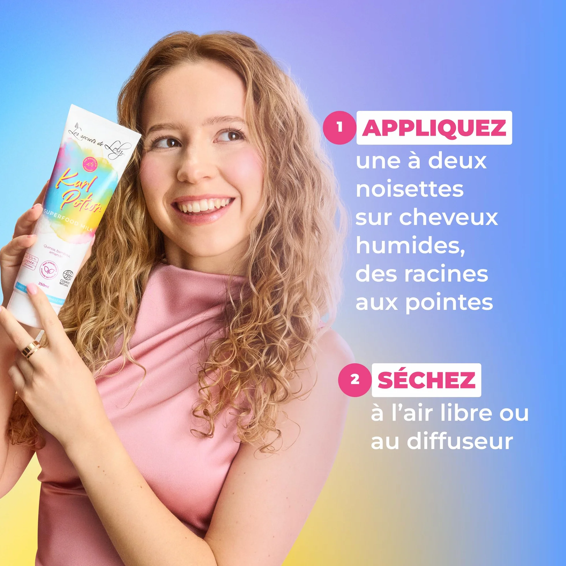 Les Secrets de Loly Kurl Potion Leave-in sans rinçage Définition & nutrition Cheveux ondulés bouclés frisés 250 ml