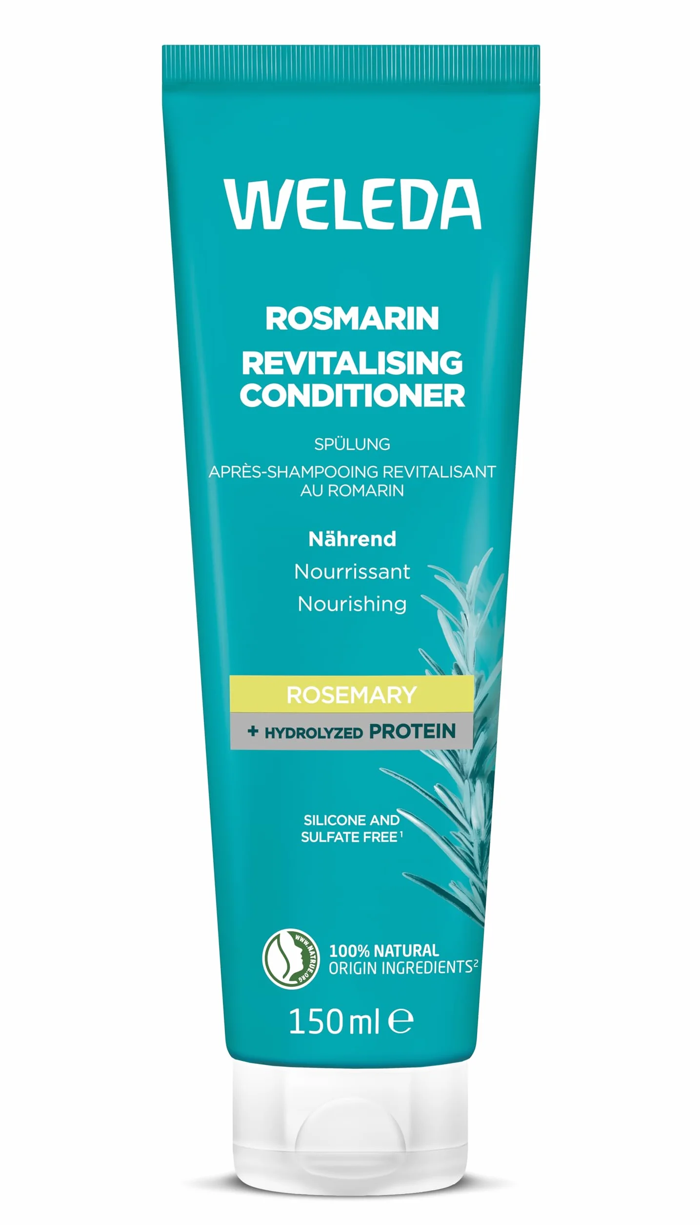 WELEDA Après-Shampooing Revitalisant au Romarin 150ml – Nourrit Sans Alourdir, Volume, Protéines Hydrolysées, Sans Silicone ni Sulfates, Bio, Jojoba, Vegan