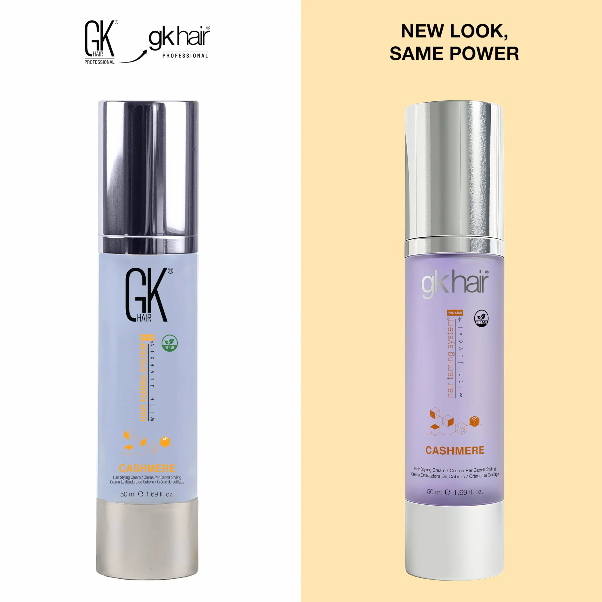 GK HAIR Global Keratin Leave in Cashmere Hair Smoothing and Styling Cream 50ml Huile d'argan anti-frizz réparation hydratante