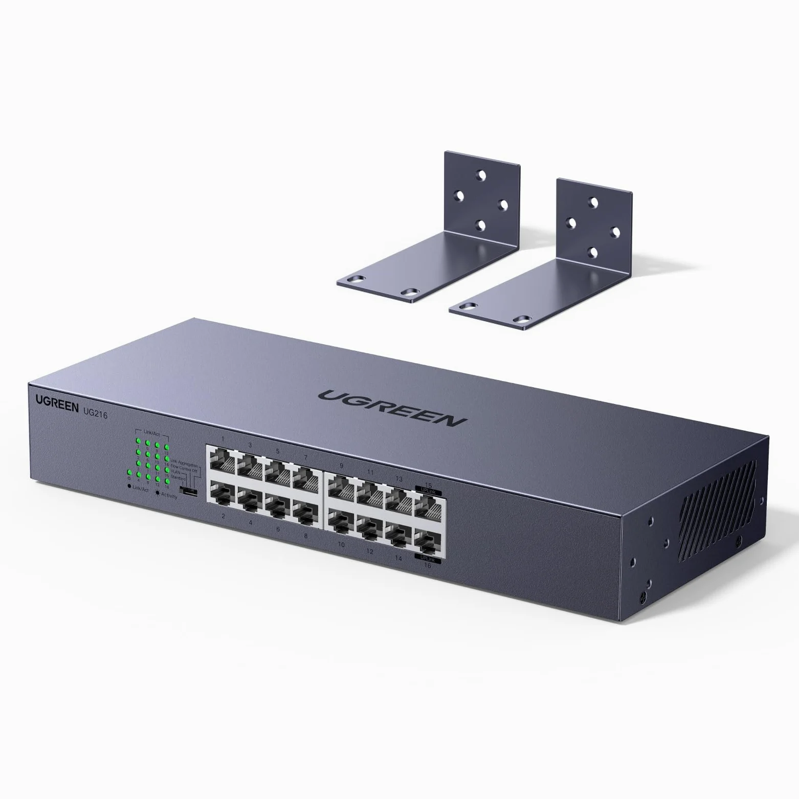 UGREEN Switch Ethernet Gigabit 16 Ports Hub Réseau LAN 1000Mbps | Montage sur Bureau ou Mural Splitter pour Bureau et Maison Multiprise RJ45 Compatible avec PC TV Imprimante Caméra Routeur
