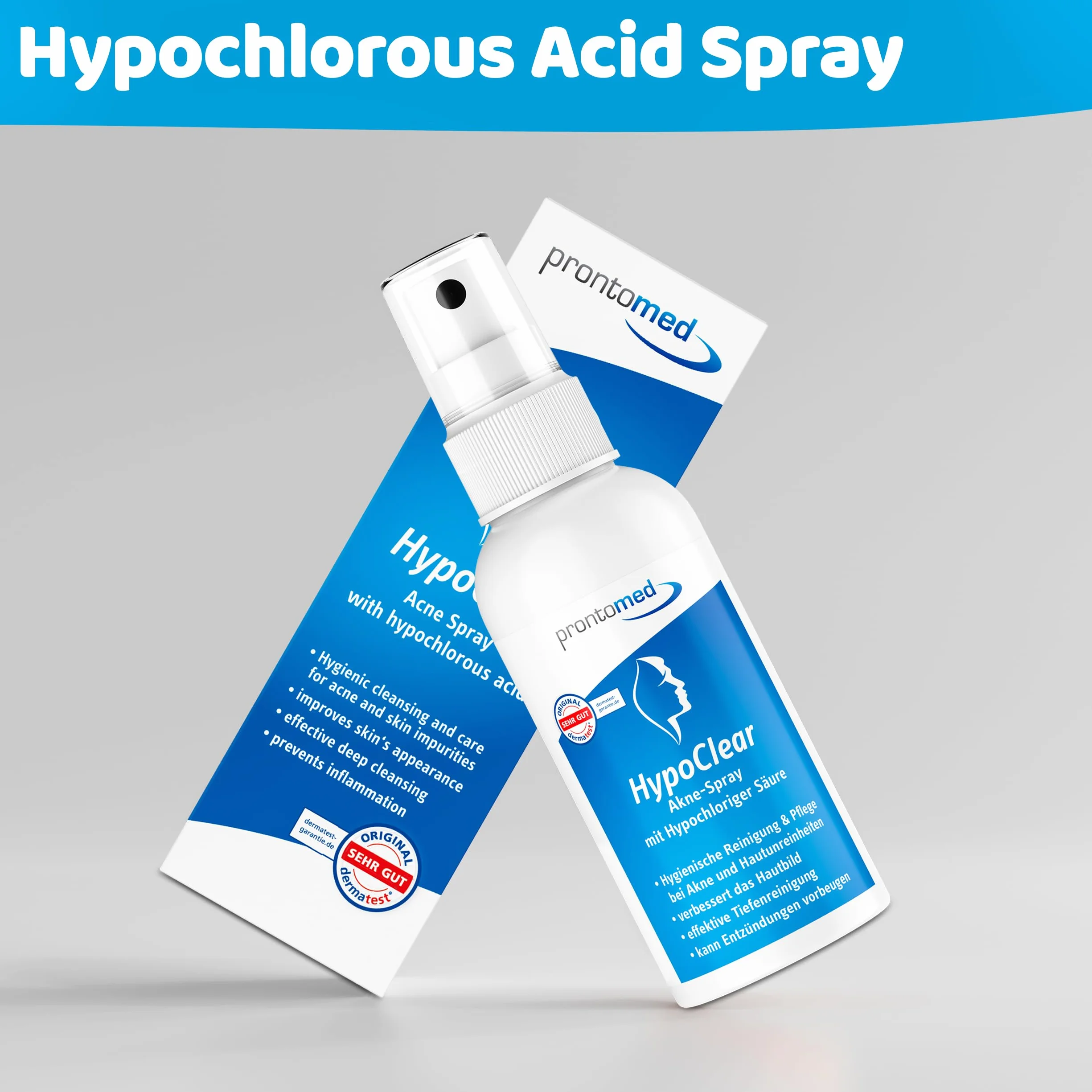 Prontomed HypoClear Spray contre l'acné 75ml acide hypochloreux soin peau imperfections rougeurs