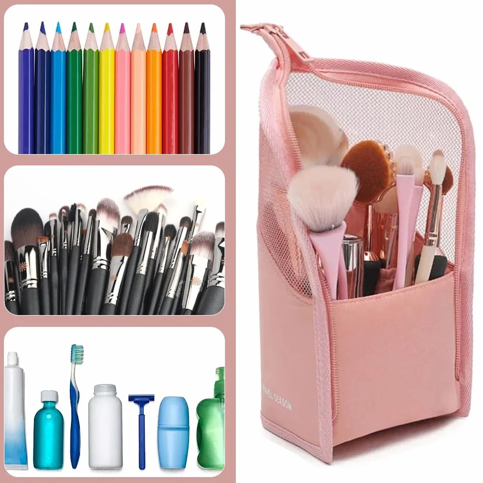 Sac de Pinceau de Maquillage Multifonctionnel Porte-Pinceau de Voyage Étanche Translucide