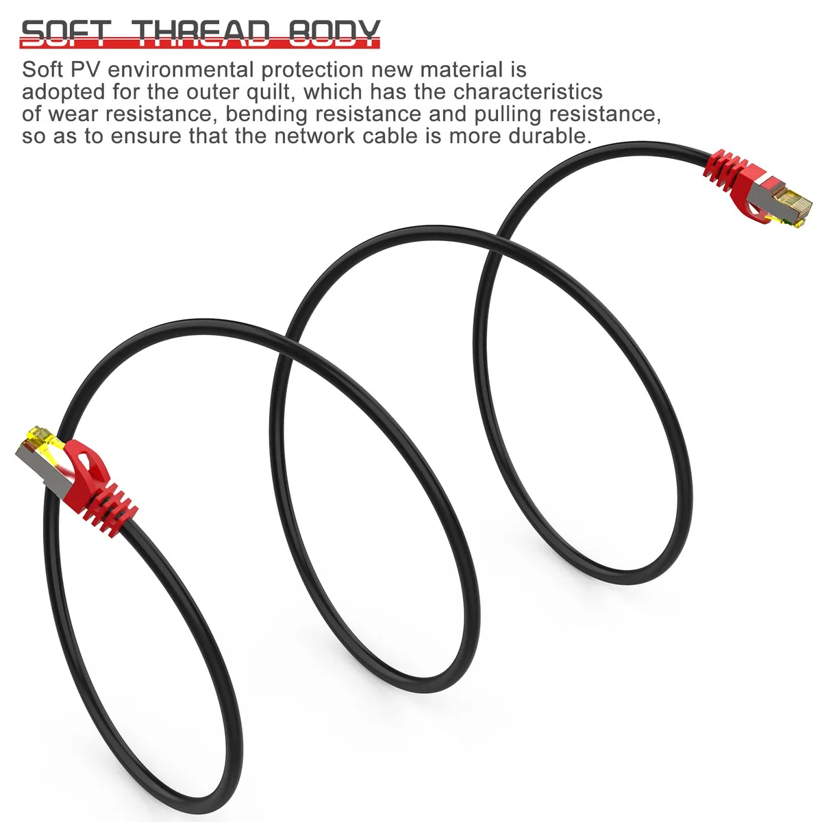 Câble Ethernet Cat 8 blindé robuste de 20 m, 61 m, 26 AWG, 40 Gbit/s, 2000 MHz, S/FTP pour intérieur et extérieur