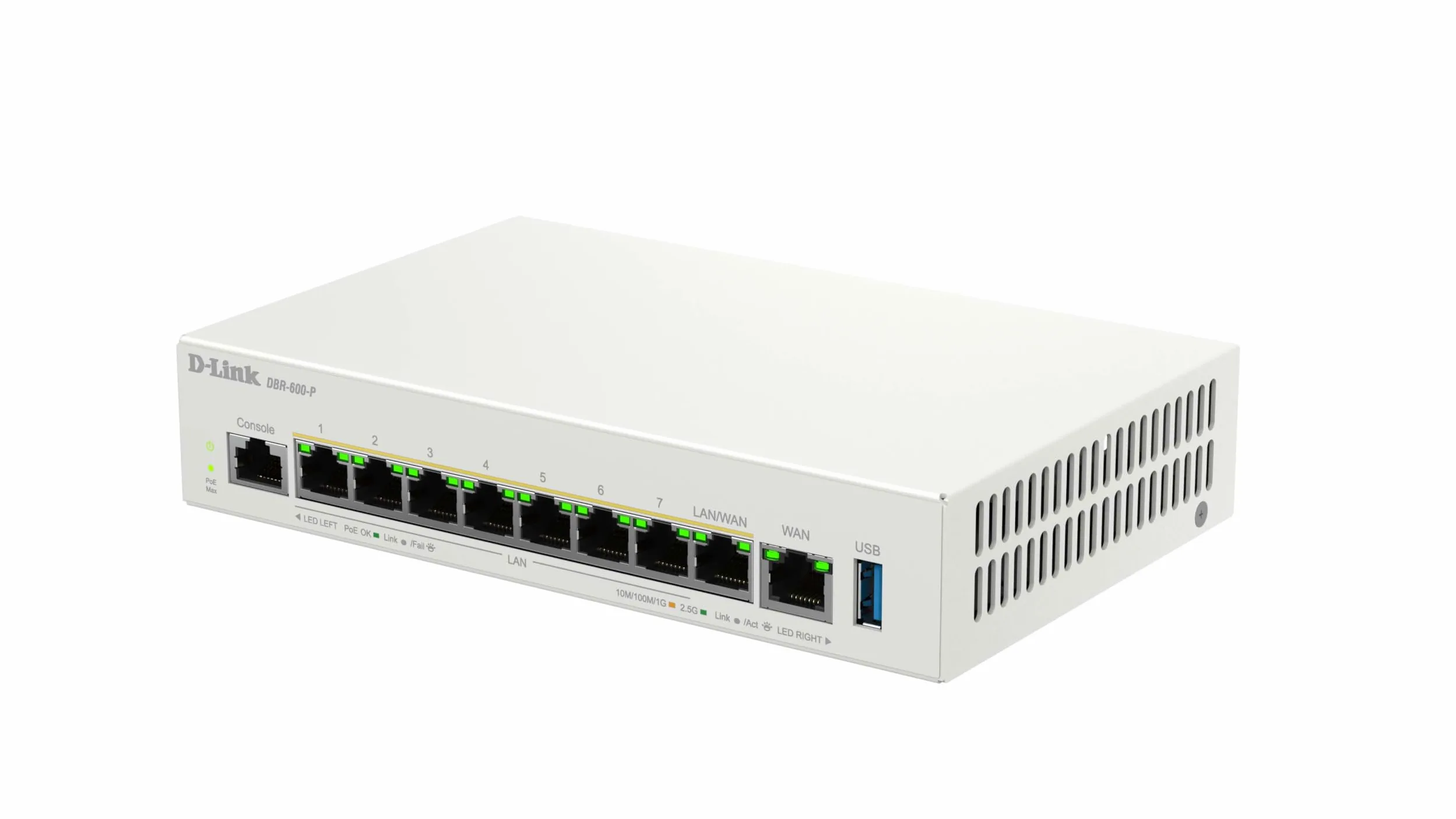 D-Link DBR-600-P Routeur PoE Professionnel – Routeur VPN Dual WAN 2,5G avec 8× Ports PoE+ (123W), Répartition de Charge Multi-WAN, Sécurité Pare-feu, Gestion AP – Idéal Bureaux & Cafés