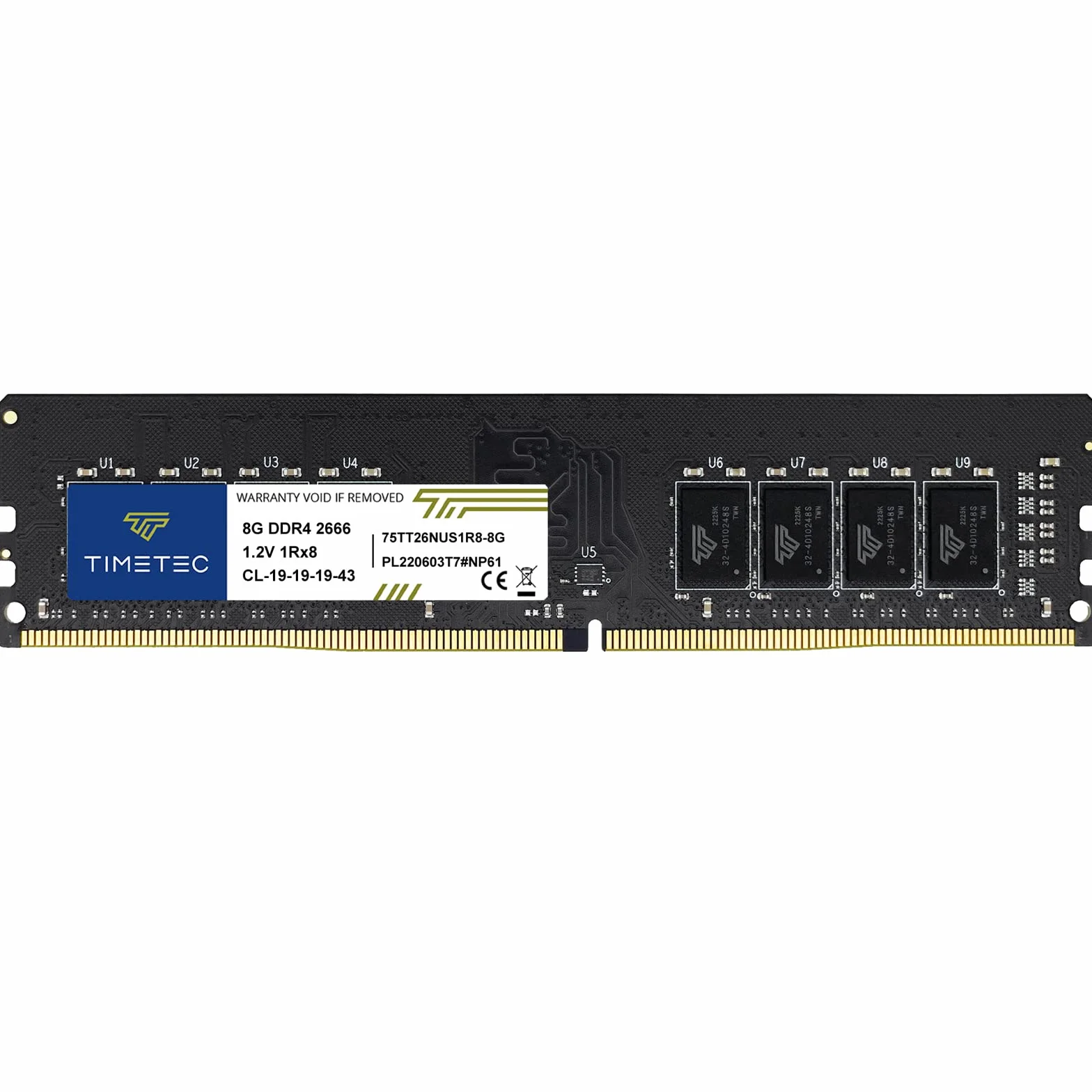 Timetec 8 Go DDR4 2666 MHz PC4-21300 UDIMM RAM Bureau Non ECC 288 Broches 1,2 V CL19 Module DIMM