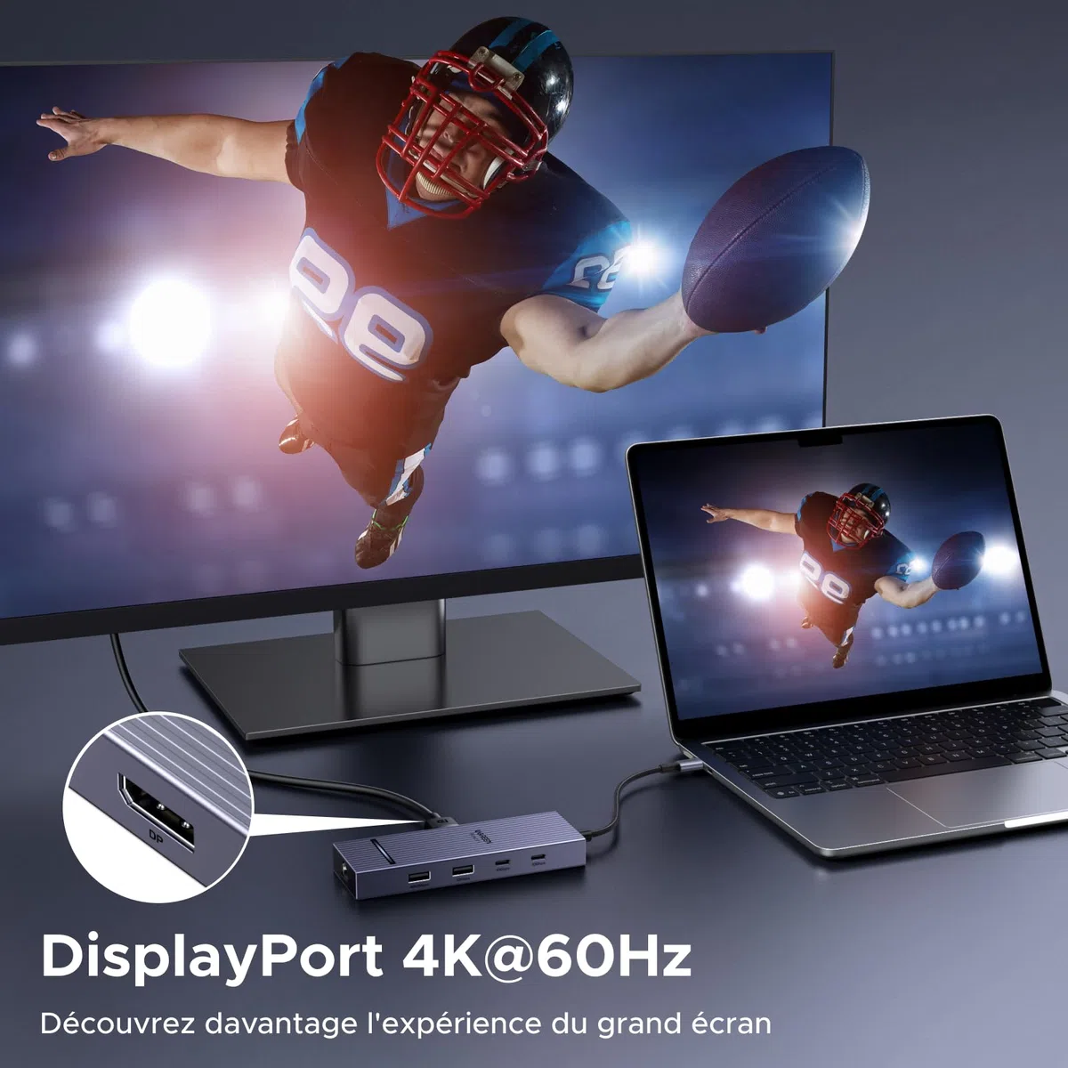 UGREEN Revodok Pro Hub USB C DisplayPort avec Câble DisplayPort 1.4 8K
