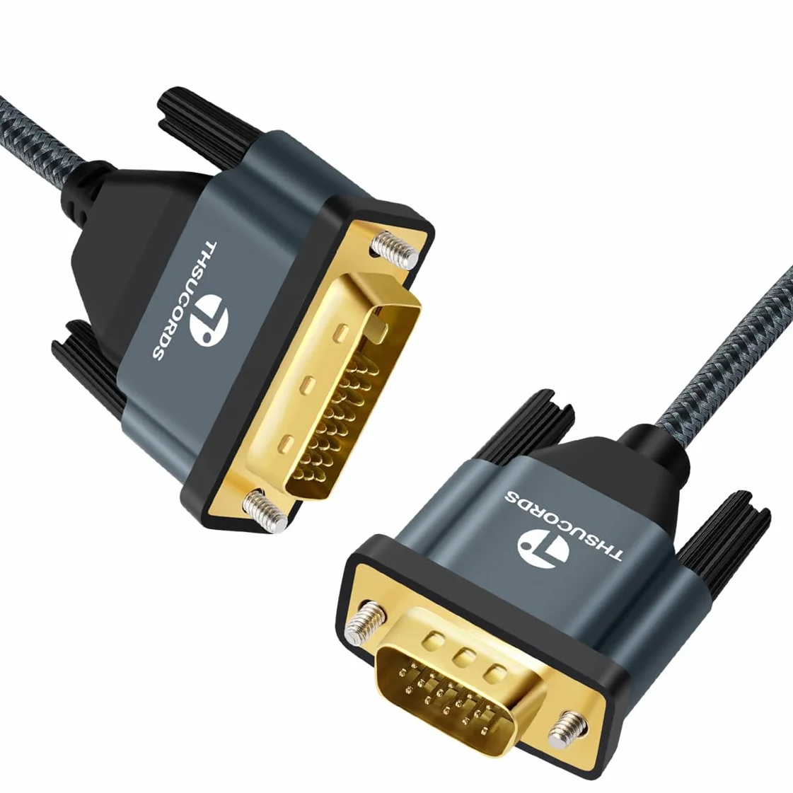 Câble DVI vers VGA 1M Adaptateur DVI-D VGA Mâle Mâle Plaqué Or Tressé 1080p Full HD