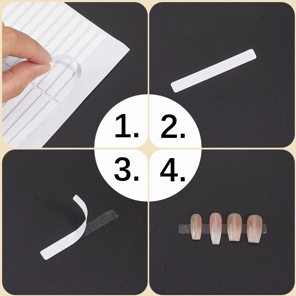Craspire 12Pcs Ruban À Ongles Double Face Transparent Amovible Nail Art Adhésif Outils De Fixation