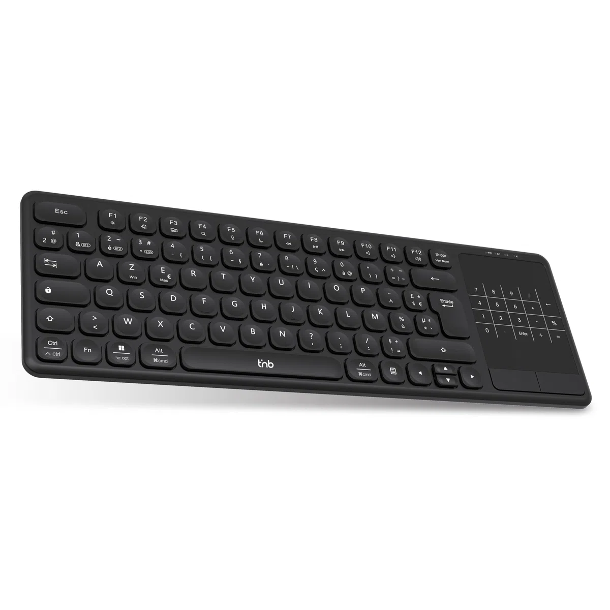 T'nB - Clavier sans Fil Rechargeable, pavé Tactile intégré, Design Ultra-Fin, Touches Multifonctions, 13 raccourcis - Noir