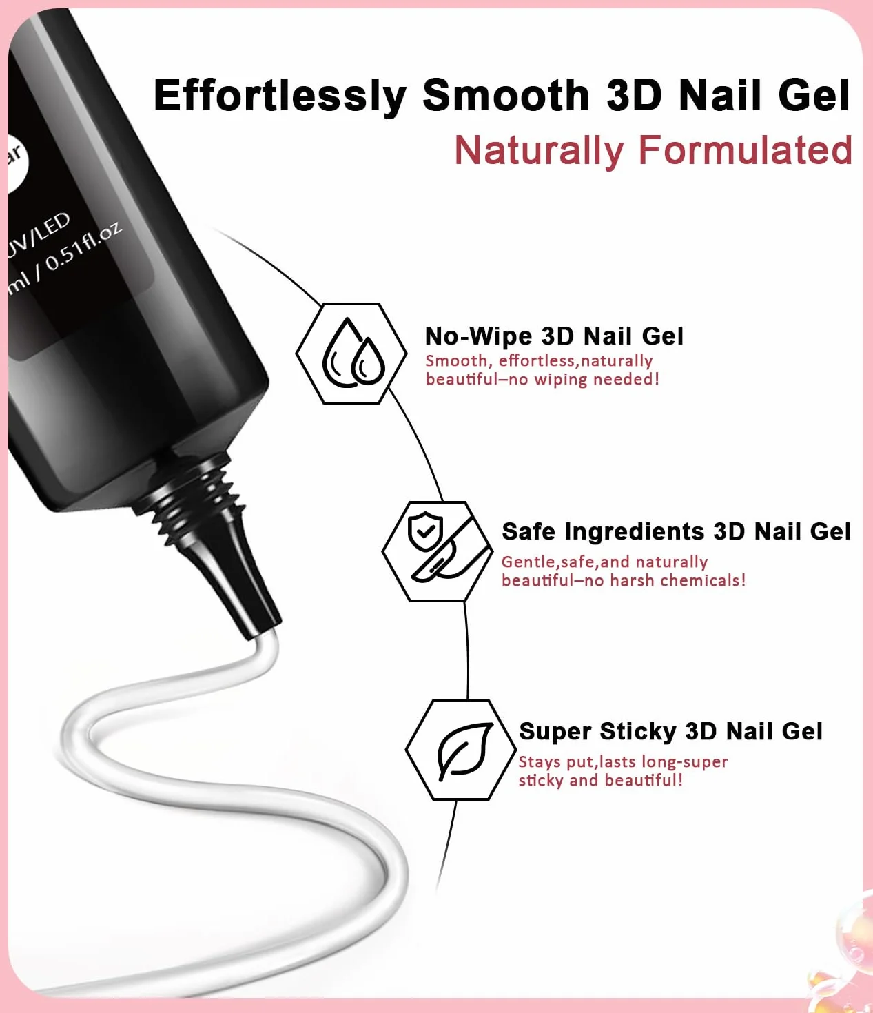 Gel à Gel 3D Ongle Multifonctionnel 15g Nail Art Sans Essuyage Chrome Argent/Or Poudre Jaune Perle Rose