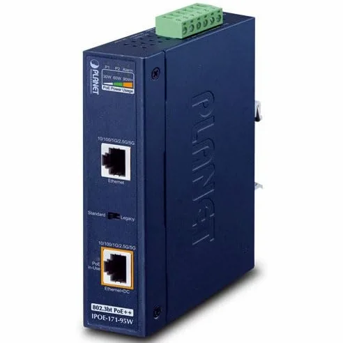 Planet IPOE-171-95W Injecteur IP30, injecteur industriel monoport multi-Gigabit 802.3bt PoE++